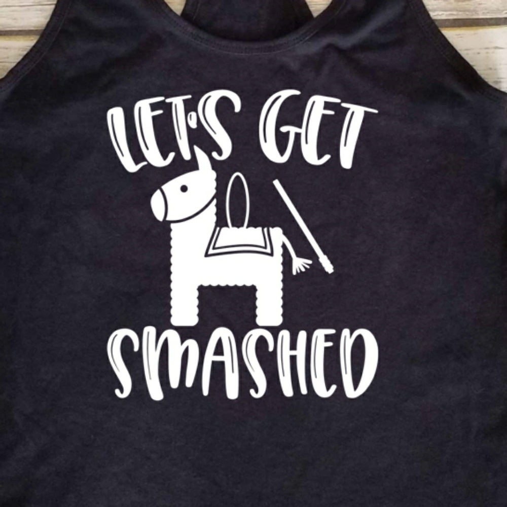🌮 Let's Get Smashed Pinata ladies black tank top - Picture 2 of 3
